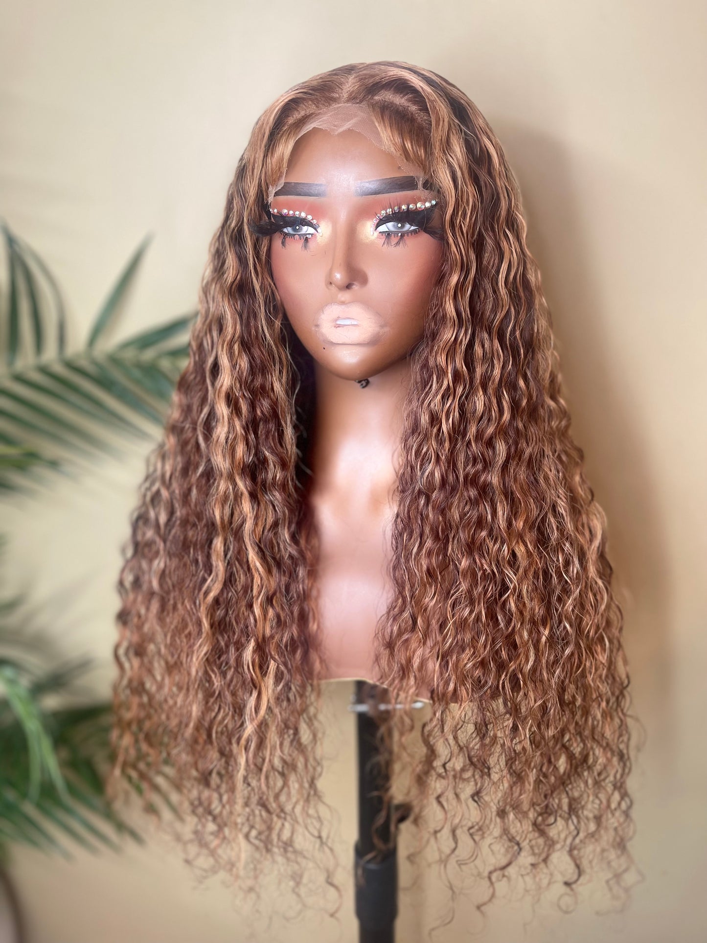 Curly Brown Highlighted Wig