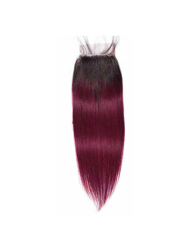 Dark Root Burgundy Straight 4*4 Closure