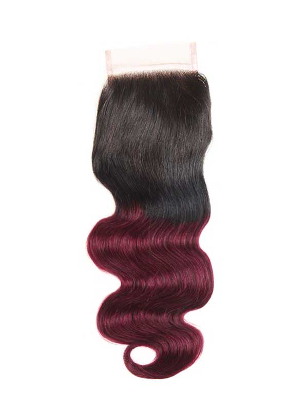 Dark Root Burgundy Body Wave 4*4 Closure