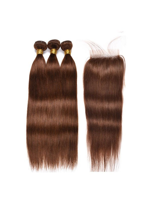 Chocolate Brown Bundles+Closure Deals(7 TEXTURES AVAILABLE)