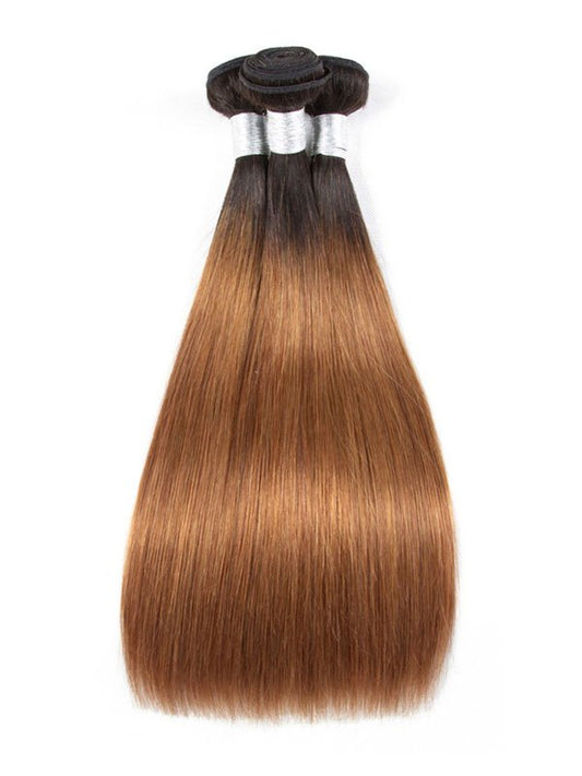 Ombre Golden Brown Sleek Straight Bundle Deals (1b/30)