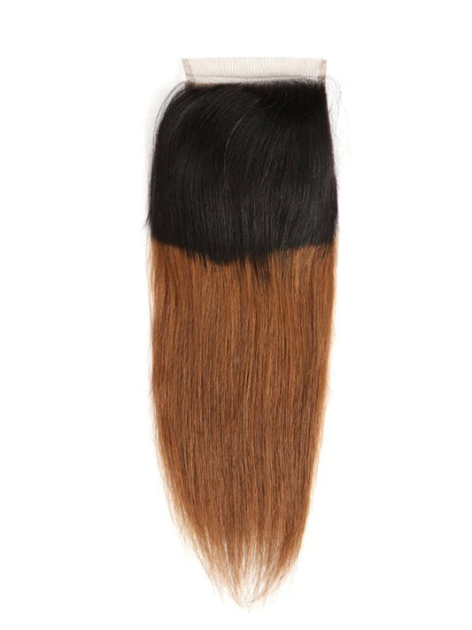 Ombre Golden Brown Sleek Straight  4*4 Closure (1b/30)