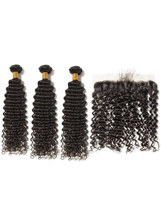 Brazilian Curly (10A) Bundles + Frontal