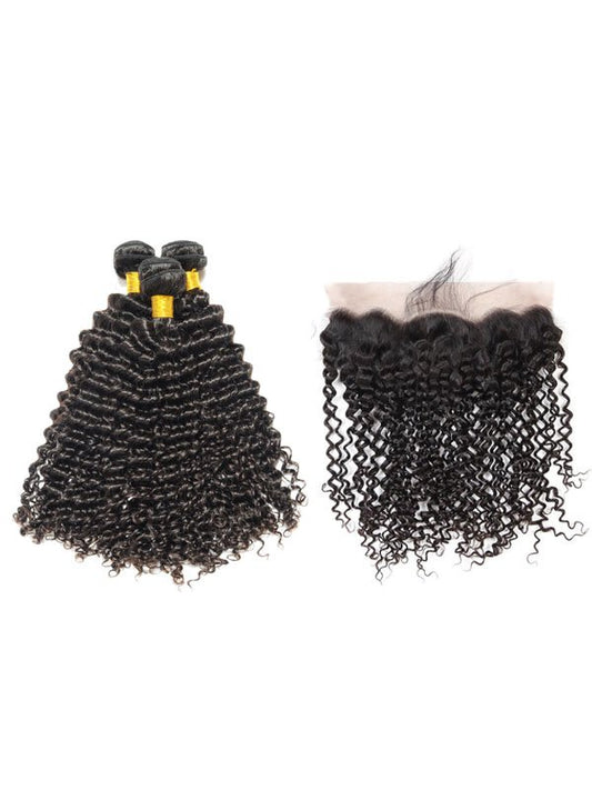 Brazilian Kinky Curly (10A) Bundles + Frontal